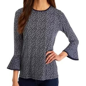 Michael Kors Blue Paisley Flare Sleeve Top